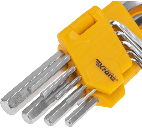 Набор имбусовых ключей HEX Kranz 1.5-10 мм, CrV, 9 шт. KR-12-5215