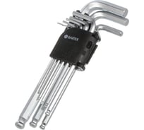 Набор удлиненных шестигранных имбусовых ключей HEX с шаром BARTEX 1.5-10 мм, 9 предметов, пластиковый держатель 319910