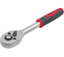 Трещотка PATRON реверсивная с резиновой ручкой 1/4"(L-160мм, 45зуб.), на пластиковом держателе P-80222(29322)