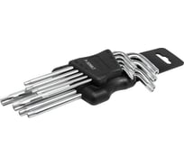 Набор ключей PATRON TORX Г-образных длинных, 9пр. (Т10Н, Т15Н, Т20Н, Т25Н,Т27Н, Т30Н, Т40Т, Т45Н,Т50Н с отверстием) в пластиковом держателе P-5098LT(47382)