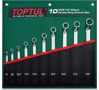Набор накидных ключей TOPTUL 75° 10 шт. в сумке, цвет зелёный GRAI1001