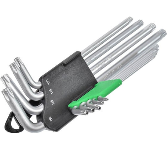 Набор длинных ключей Torx с отверстием TOPTUL T10-Т50, 9 шт. GAAL0919