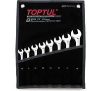 Набор комбинированных ключей TOPTUL 10-19 мм, 8 шт. черное полотно GPAB0802