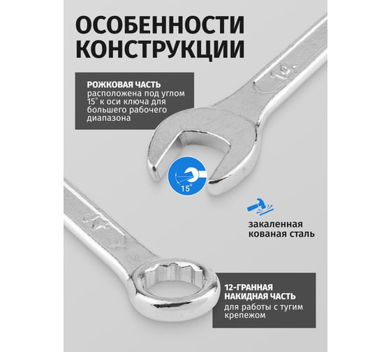 Набор комбинированных ключей ISMA 12 предметов (6-14, 17, 19, 22мм) в пластиковом держателе ISMA-5123(47973)