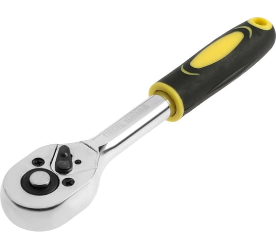 Вороток с трещоткой ТУНДРА CrV, квадрат 1/4", 2К рукоятка, 24 зуба, 150 мм 9863767
