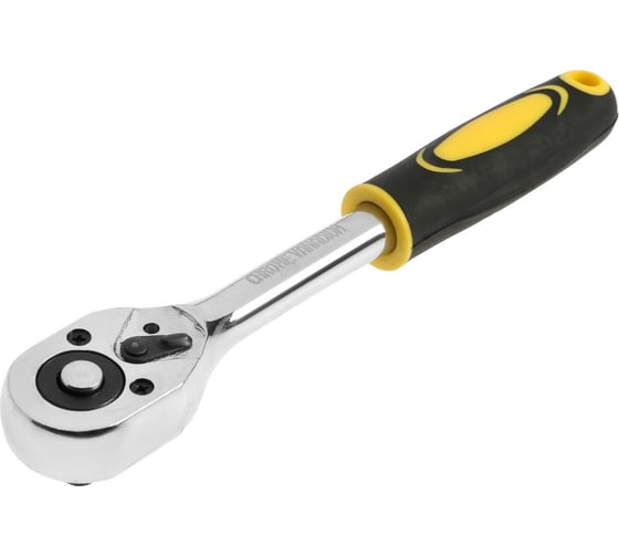 Вороток с трещоткой ТУНДРА CrV, квадрат 3/8", 2К рукоятка, 24 зуба, 200 мм 9863766