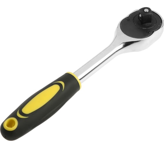 Вороток с трещоткой ТУНДРА CrV, квадрат 1/2", 2К рукоятка, 24 зуба, 250 мм 9863765