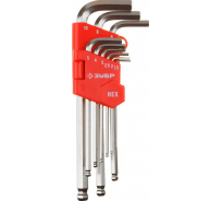 Набор ключей Зубр "Мастер" имбусовые длинные с шариком Cr-V HEX 1,5-10 мм 9 предметов 27461-2_z02