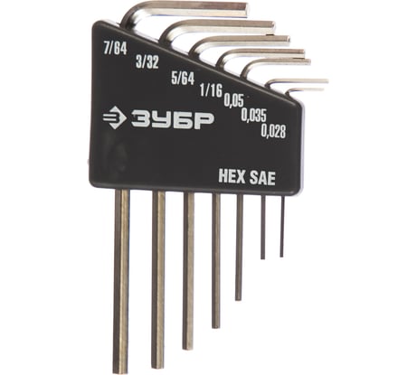 Набор ключей имбусовых Зубр "Эксперт" Мини для точных работ Cr-V HEX SAE 0,028" 0,035" 0,05" 1/16" 5/64" 3/32" 7/64" 7 шт. 27475-H7