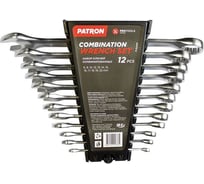 Набор комбинированных ключей PATRON 6, 8, 10, 12, 13, 14, 15, 16, 17, 18, 19, 22 мм, 12 предметов в пластиковом держателе P-5121MP(47408)
