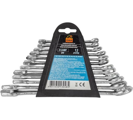 Ключи комбинированные ISMA набор 12 предметов (6-15, 17, 19мм) ISMA-5124MP DV(58245)
