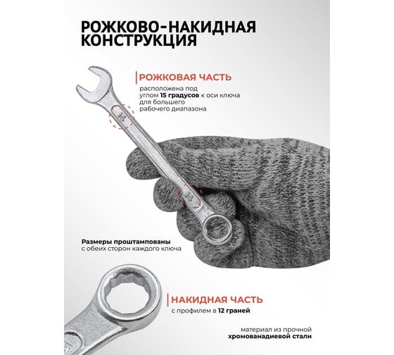 Ключи комбинированные KingTul набор 12пр. (6-15, 17, 19мм) KT-5124MP DV(58246)