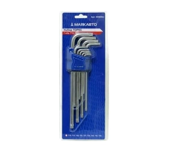 Набор ключей МАЯКАВТО TORX, Г-образные, T10-T50, удлин.,9шт. 509850л