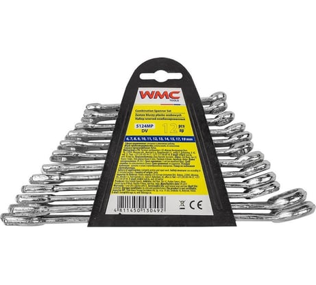 Ключи комбинированные WMC TOOLS набор 12 предметов, WMC-5124MP DV(58309)