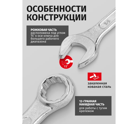 Ключи комбинированные WMC TOOLS набор 12 предметов, WMC-5124MP DV(58309)