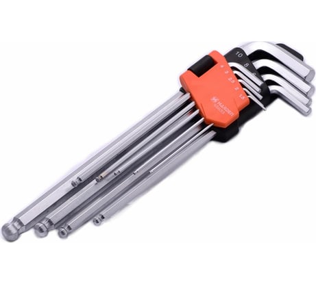 Набор имбусовых ключей HARDEN HEX, с шарообразной головкой, 23 см, CRV, 9 шт. 540609