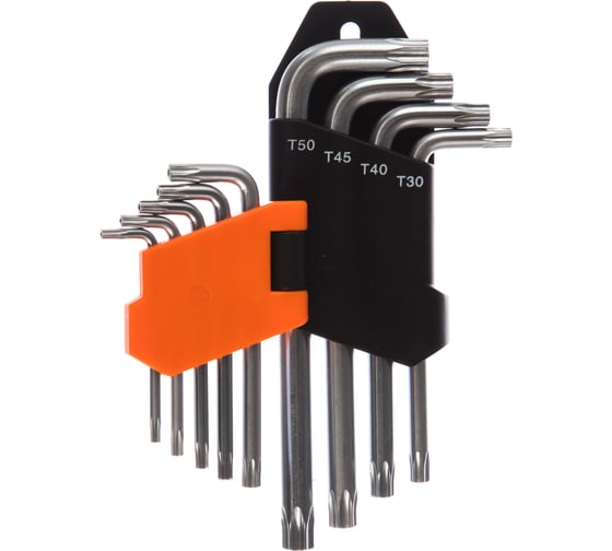 Набор имбусовых ключей HARDEN TORX, CRV, 9шт: T10,T15,T20,T25,T27,T30,T40,T45,T50 540601
