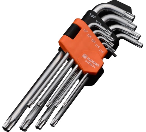 Набор имбусовых ключей HARDEN TORX, 18 см, CRV, 9 шт. 540604