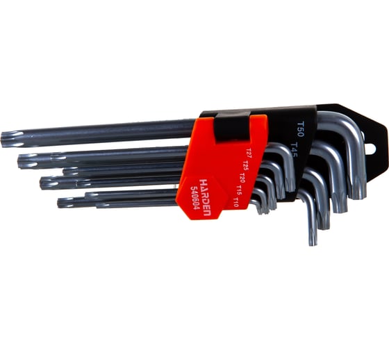 Набор имбусовых ключей HARDEN TORX, 18 см, CRV, 9 шт. 540604