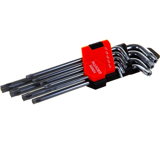 Набор имбусовых ключей HARDEN TORX, 18 см, CRV, 9 шт. 540604