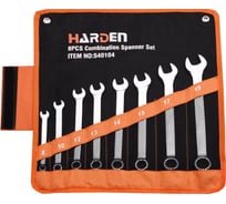 Набор комбинированных ключей HARDEN CRV, 8 шт 540104