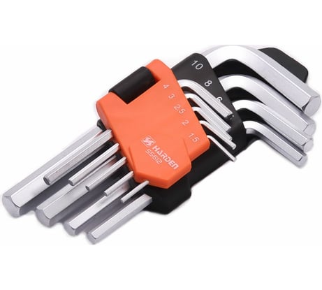 Набор имбусовых ключей HARDEN HEX, 1.5–10 мм, CRV, 9 шт 540602