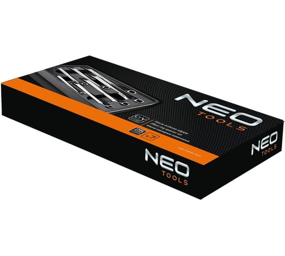 Накидные ключи NEO Tools двухсторонние, изогнутые, 6-19 мм, 7 шт, 44x44,5x29,5 84-282