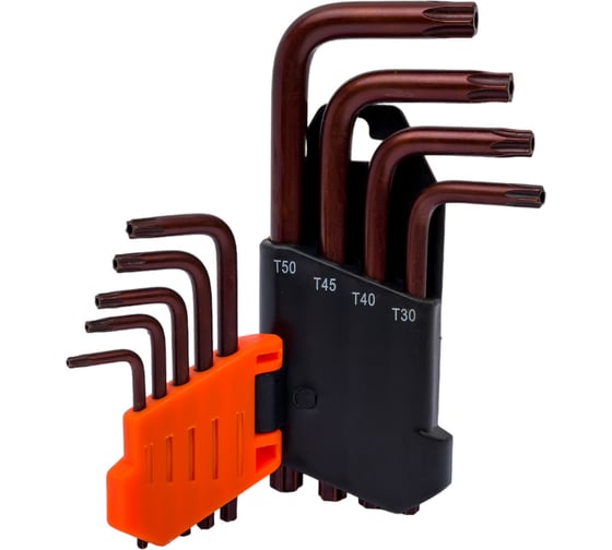 Набор Г-образных ключей AV Steel TORX с отверстием, TH10-TH50 S2, 9 шт AV-367359