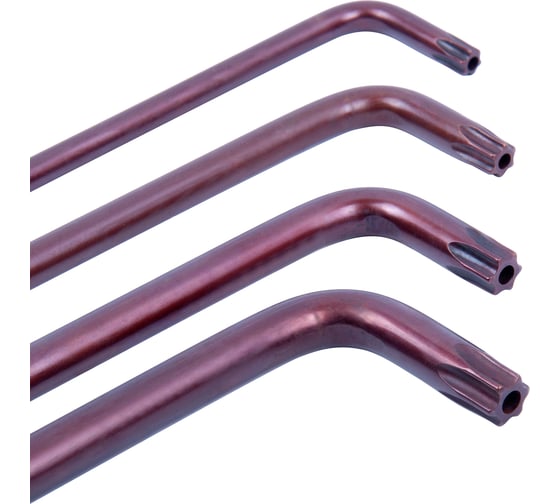 Набор Г-образных ключей AV Steel TORX удлиненных, с отверстием, TН10-TН50 S2, 9 шт AV-368359
