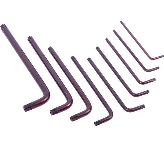 Набор Г-образных ключей AV Steel TORX удлиненных, с отверстием, TН10-TН50 S2, 9 шт AV-368359