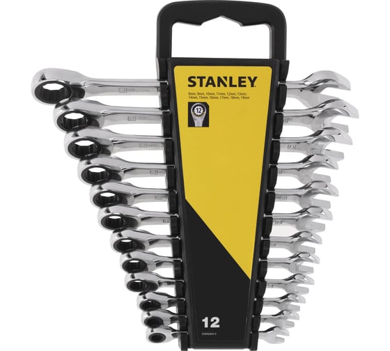 Набор комбинированных ключей Stanley 12 шт, с храповым механизмом STMT82847-0