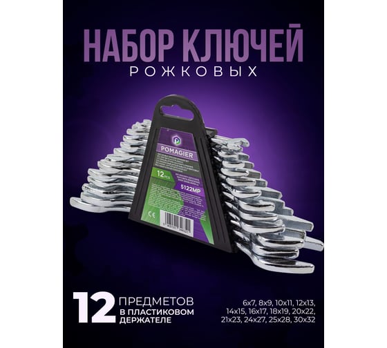 Ключи рожковые POMAGIER 12 предметов POM-5122MP(57281)