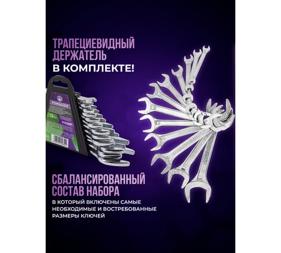 Ключи рожковые POMAGIER 12 предметов POM-5122MP(57281)