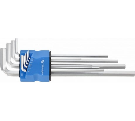 Набор шестигранных экстра длинных Г-образных ключей HOEGERT TECHNIK 1.5-10 мм, S2, 9 шт. HT1W822