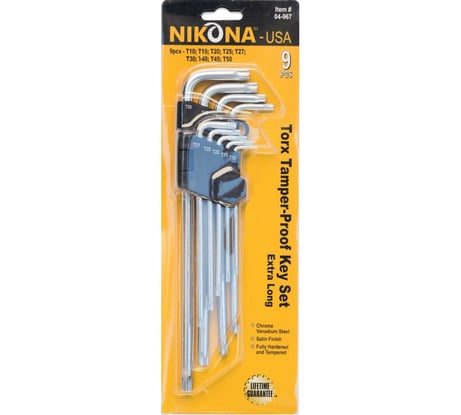 Набор ключей NIKONA TORX, удлиненные, 9шт, Т10-Т50 04-967