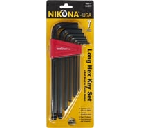 Набор шестигранных ключей NIKONA с шаровым окончанием, 7шт, 2.5-10мм 04-931