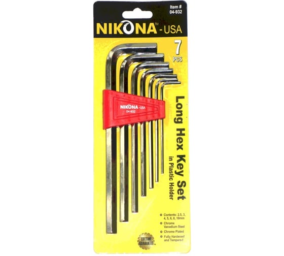 Набор шестигранных ключей NIKONA в футляре, 7шт, 2,5-10мм 04-932 1