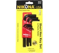 Набор шестигранных ключей NIKONA короткие, в футляре, 9шт, 1.5-10мм 04-941