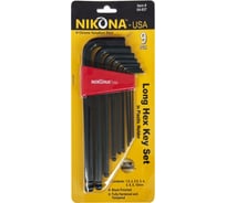 Набор шестигранных ключей NIKONA с шаровым окончанием, 9шт, 1.5-10мм 04-937