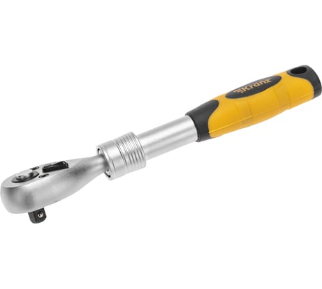 Ключ Kranz телескопический трещоточный 1/4, 162-210мм, CrV, двухкомпонентная рукоятка KR-12-8413