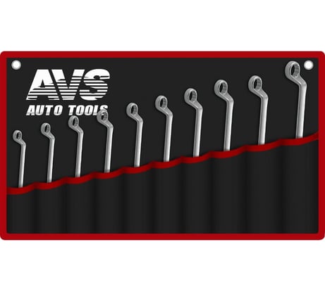 Набор гаечных накидных изогнутых ключей в сумке 6-27 мм 10 предметов AVS K2N10M A07651S