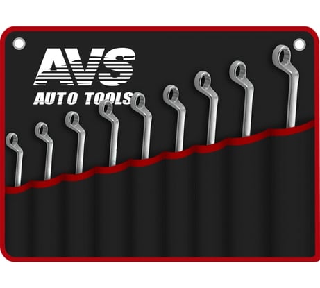 Набор гаечных накидных изогнутых ключей в сумке 6-24 мм 9 предметов AVS K2N9M A07650S