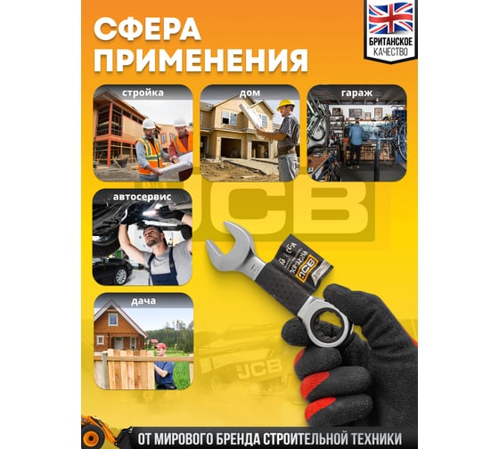 Ключ трещоточный короткий JCB 19мм JCB-757S19(58212)