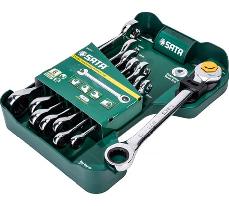 Набор комбинированных ключей Sata с двухсторонней трещоткой 8 шт. 08007A