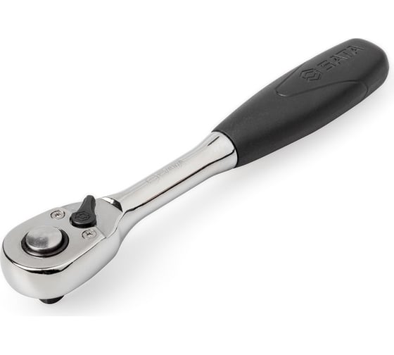 Вороток Sata 1/4" рукоятка (147мм.; капл.голов.) быстросъёмн. храпов. реверс. резин.рукоятка 11902