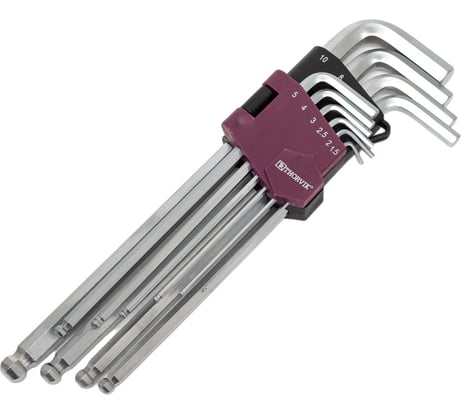 Набор торцевых шестигранных удлиненных ключей с шаром Thorvik HKLB10S H1.5-H10, 10 пр. 53088