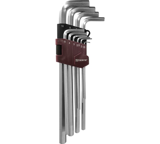 Набор торцевых шестигранных удлиненных ключей Thorvik HKL10S H1.5-H10 10 предметов 53052