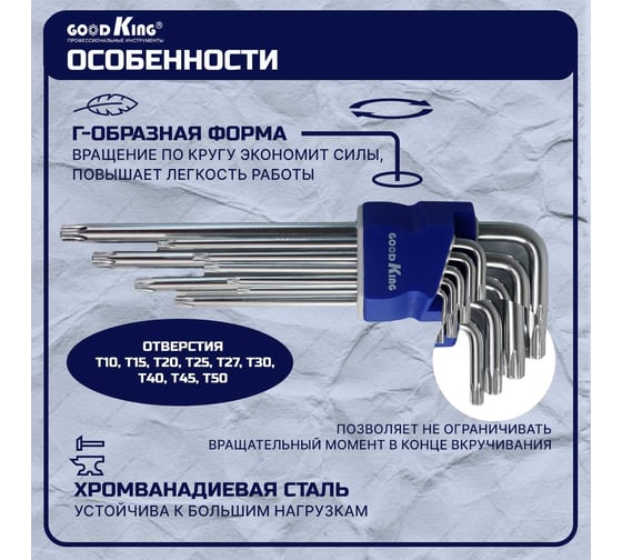 Набор ключей Torx с держателем GOODKING KUT-11010