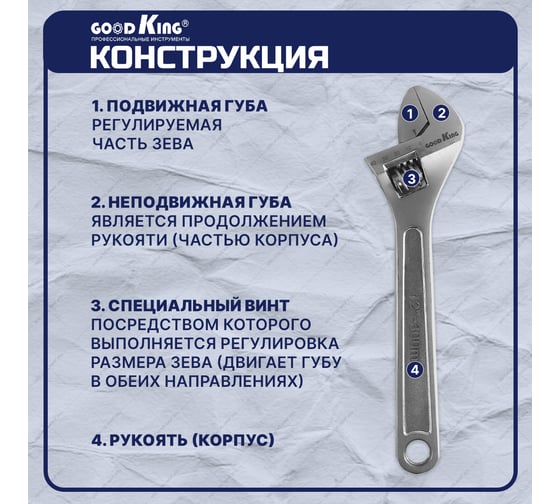 Разводной ключ для сантехники GOODKING 12" 300 мм KR-12