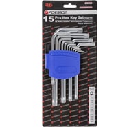 Набор ключей Forsage TORX Г-образных с отверстием,15 предметов в пластиковом держателе F-5151T(26058)